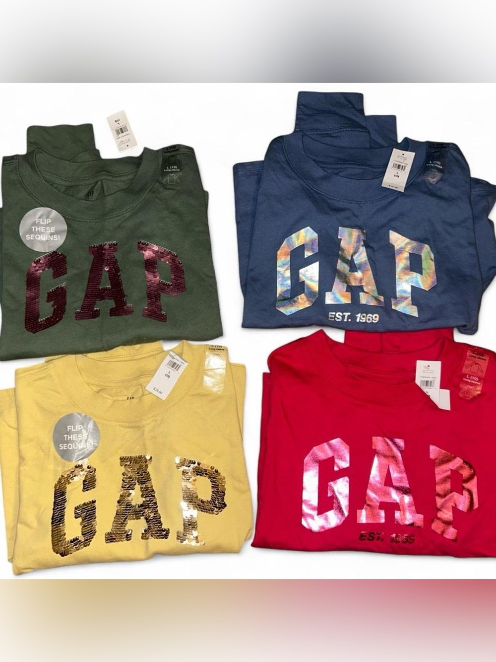 GAP Kids Sequin Logo Tee - Multiple Colors bundle size large